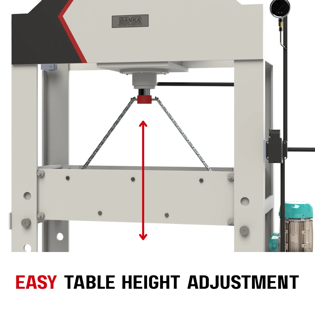 Easy table height adjustment on the hydraulic press