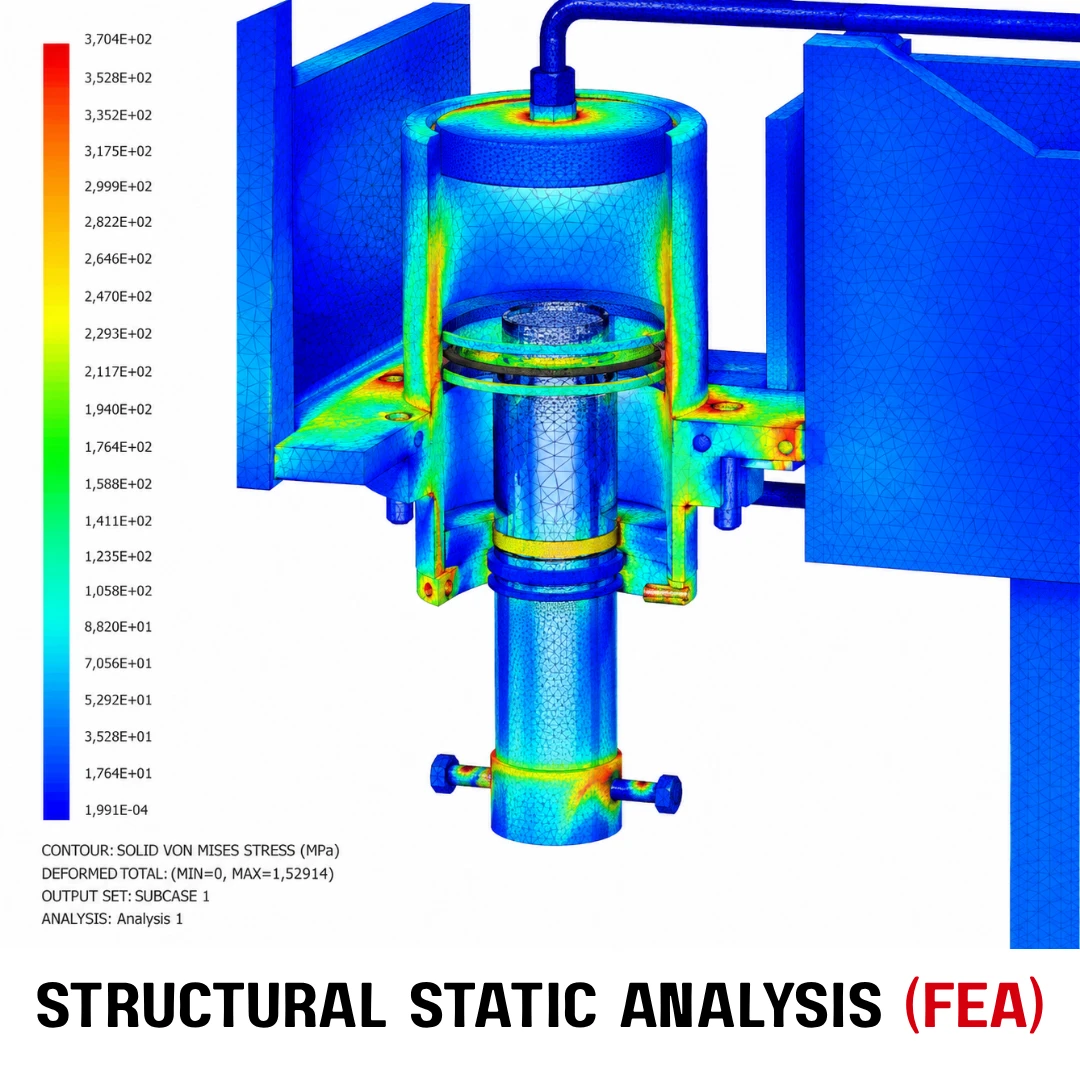 Structural static analysis (FEA) of the hydraulic press cylinder