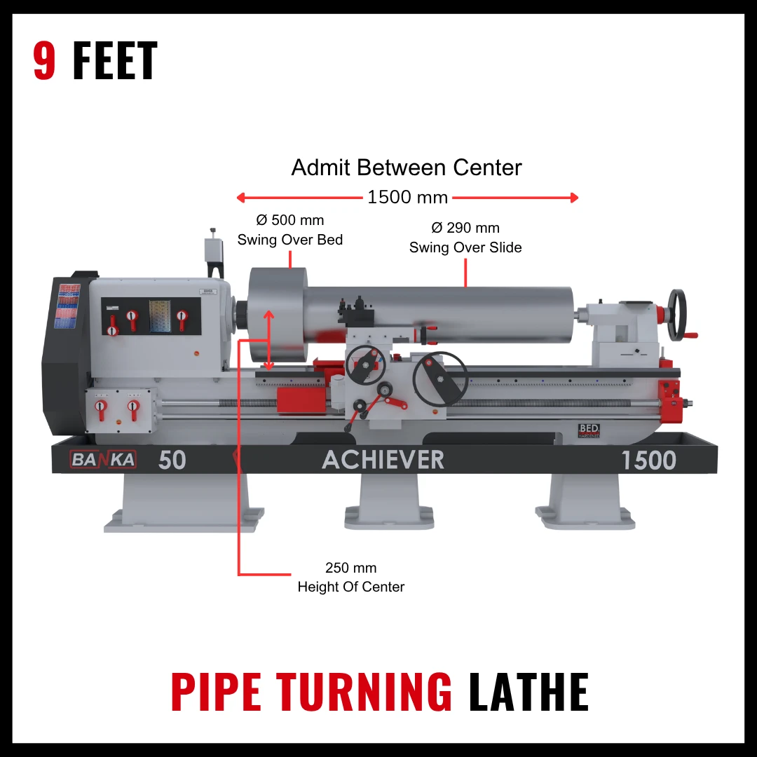 Lathe Machine All Gear 50 – Pipe Turning Lathe – 7 & 9 Feet