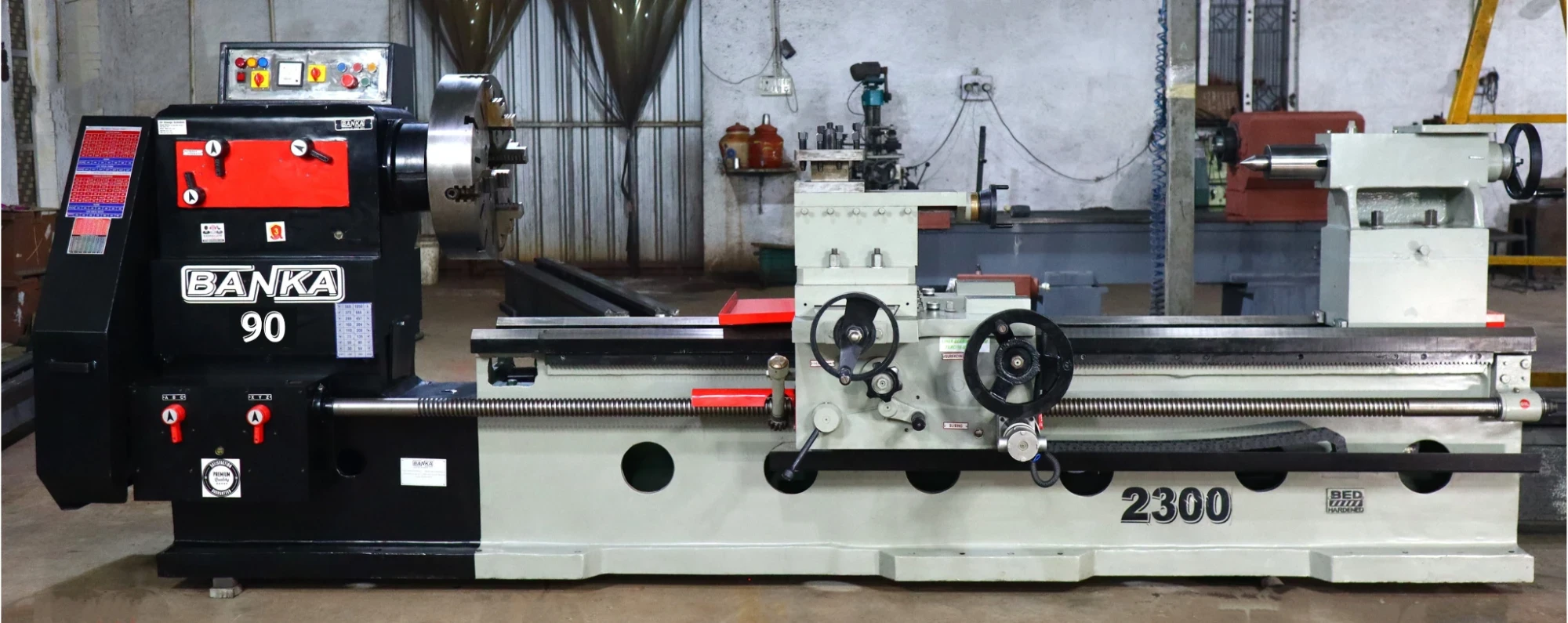 Lathe Machine All Gear 90 – Heavy Duty Big Shaft Turning Lathe – 12 Feet – image 2