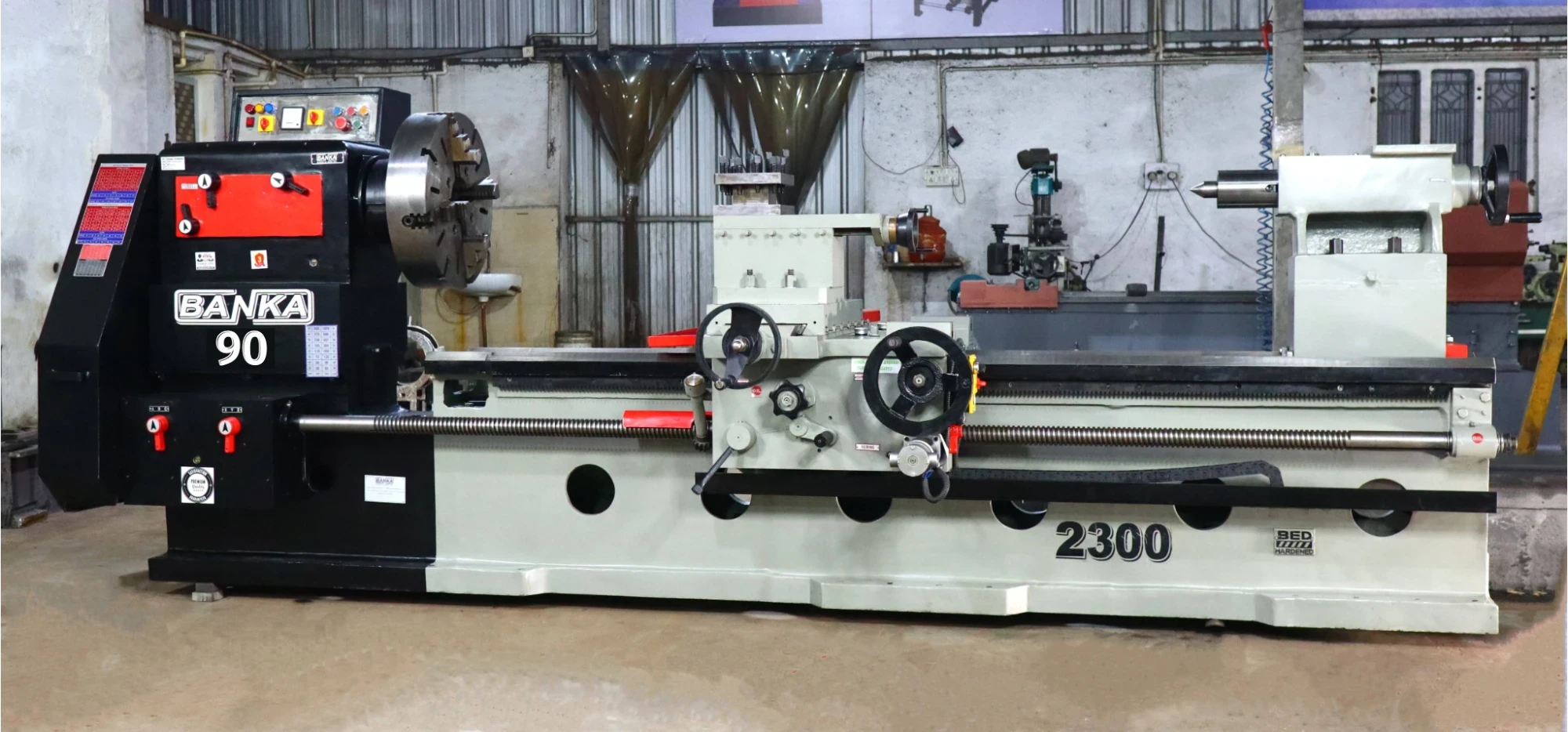 Lathe Machine All Gear 90 – Heavy Duty Big Shaft Turning Lathe – 12 Feet – image 3