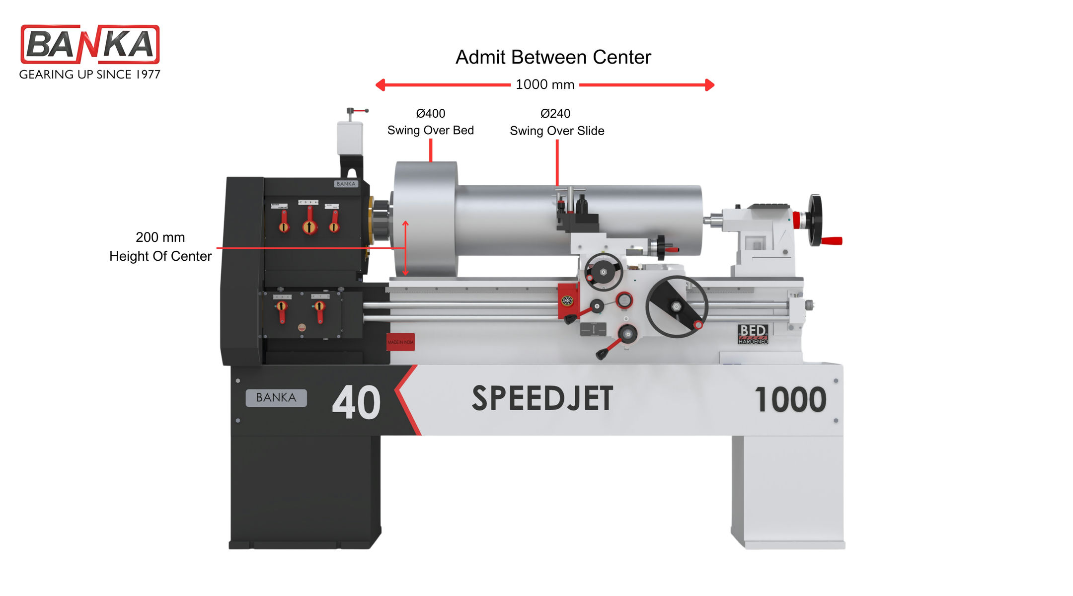 Banka 40 Medium Duty Lathe Machine 3D view 1