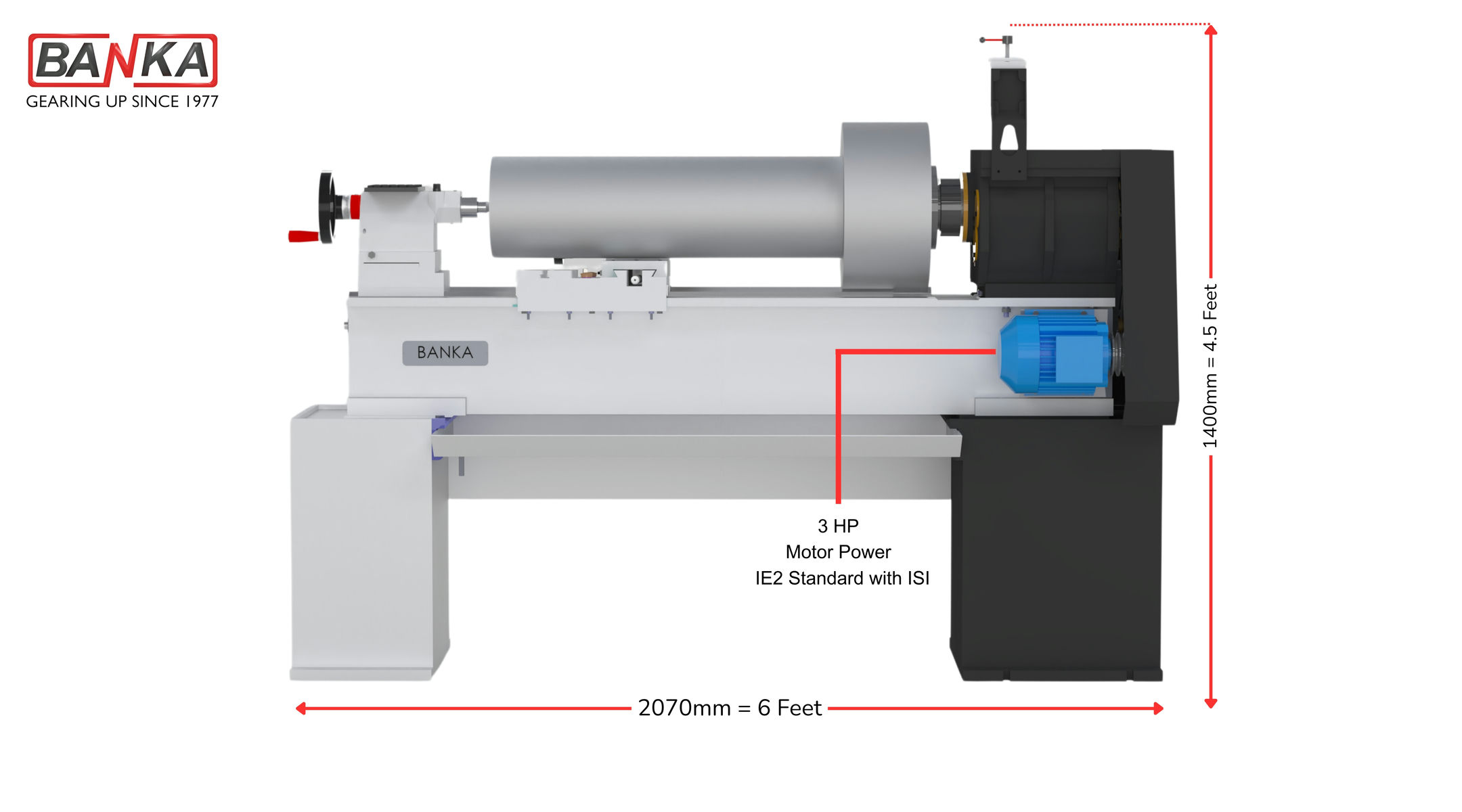 Banka 40 Medium Duty Lathe Machine 3D view 2